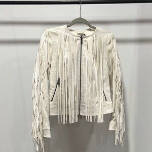 a.n.a White Fringed Leather Jacket